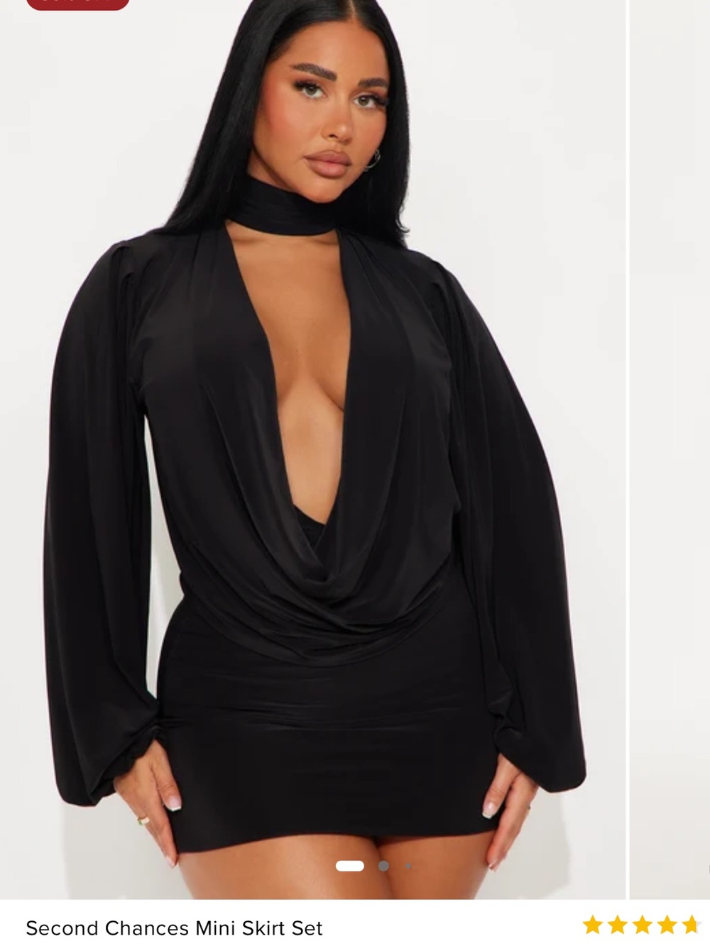 Fashion Nova Black Second Chances Drape Mini Skirt Set